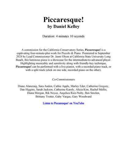Piccaresque for Piccolo & Piano